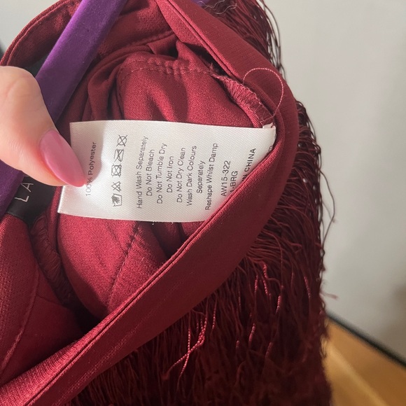 Lavish Alice Fringe Pants XS UK burgundy high waisted - Picture 10 of 10